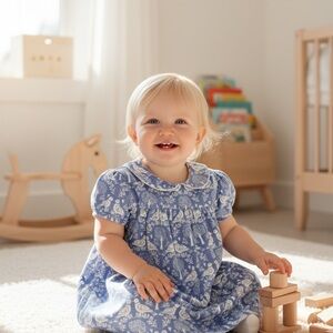 Mini Boden Blue Floral Baby Dress 2/3Y